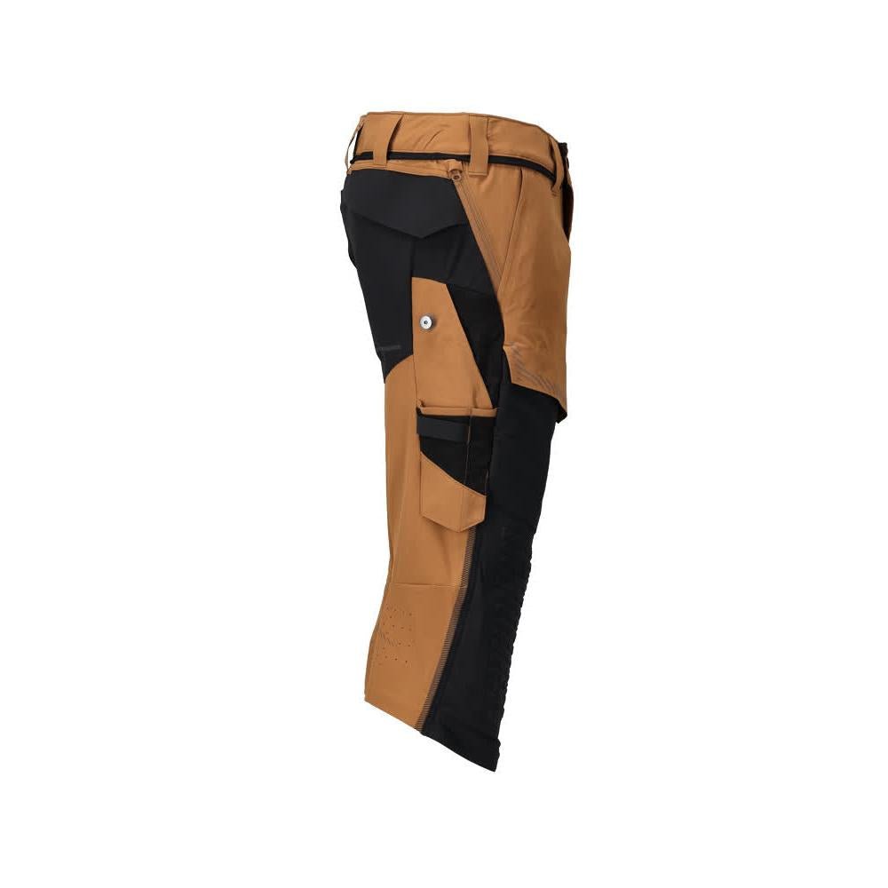 Pantaloni trei sferturi, buzunare pentru genunchi, pantaloni trei sferturi de artizan stretch, maro nuc/negru