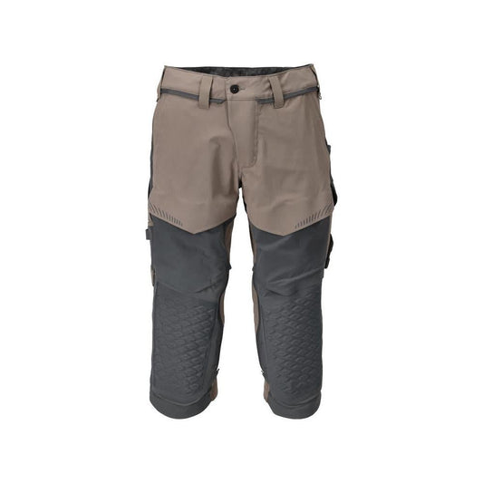 Pantaloni trei sferturi, buzunare pentru genunchi, pantaloni trei sferturi de artizan stretch, bej nisip închis/gri antracit