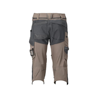 Pantaloni trei sferturi, buzunare pentru genunchi, pantaloni trei sferturi de artizan stretch, bej nisip închis/gri antracit