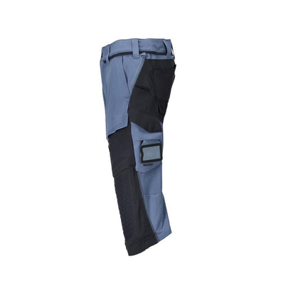 Pantaloni trei sferturi, buzunare pentru genunchi, pantaloni trei sferturi de artizan stretch, albastru piatra/negru-albastru