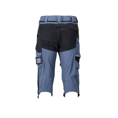 Pantaloni trei sferturi, buzunare pentru genunchi, pantaloni trei sferturi de artizan stretch, albastru piatra/negru-albastru