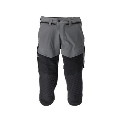 Pantaloni trei sferturi, buzunare pentru genunchi, pantaloni trei sferturi de artizan stretch, gri antracit/negru