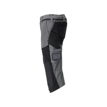 Pantaloni trei sferturi, buzunare pentru genunchi, pantaloni trei sferturi de artizan stretch, gri antracit/negru