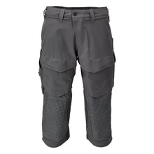 Pantaloni trei sferturi, buzunare pentru genunchi, pantaloni trei sferturi de artizan stretch, gri antracit