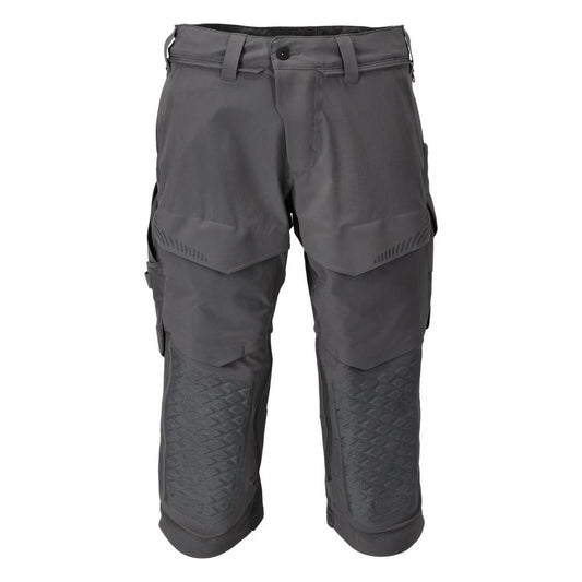 Pantaloni trei sferturi, buzunare pentru genunchi, pantaloni trei sferturi de artizan stretch, gri antracit