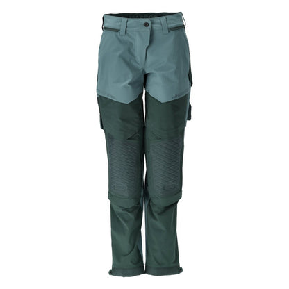 Pantaloni cu buzunare la genunchi, pantaloni dama, verde padure deschis/verde padure