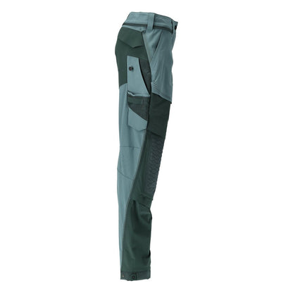 Pantaloni cu buzunare la genunchi, pantaloni dama, verde padure deschis/verde padure