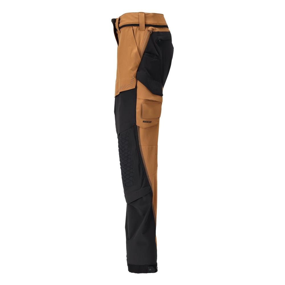 Pantaloni cu buzunare pentru genunchi, pantaloni dama, maro nuci/negru