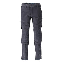 Pantaloni, buzunare pentru genunchi, stretch, pantaloni lejeri, negru-albastru
