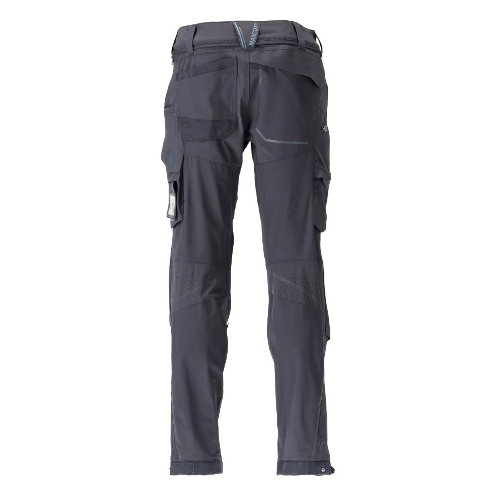 Pantaloni, buzunare pentru genunchi, stretch, pantaloni lejeri, negru-albastru