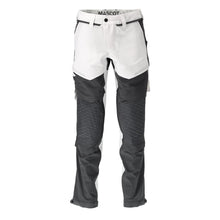 Pantaloni, buzunare pentru genunchi, stretch, pantaloni lejeri, alb/gri antracit