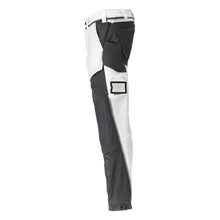 Pantaloni, buzunare pentru genunchi, stretch, pantaloni lejeri, alb/gri antracit