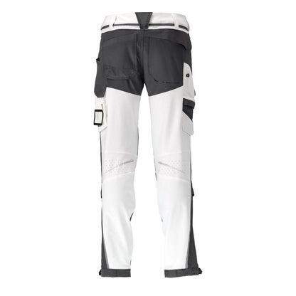 Pantaloni, buzunare pentru genunchi, stretch, pantaloni lejeri, alb/gri antracit