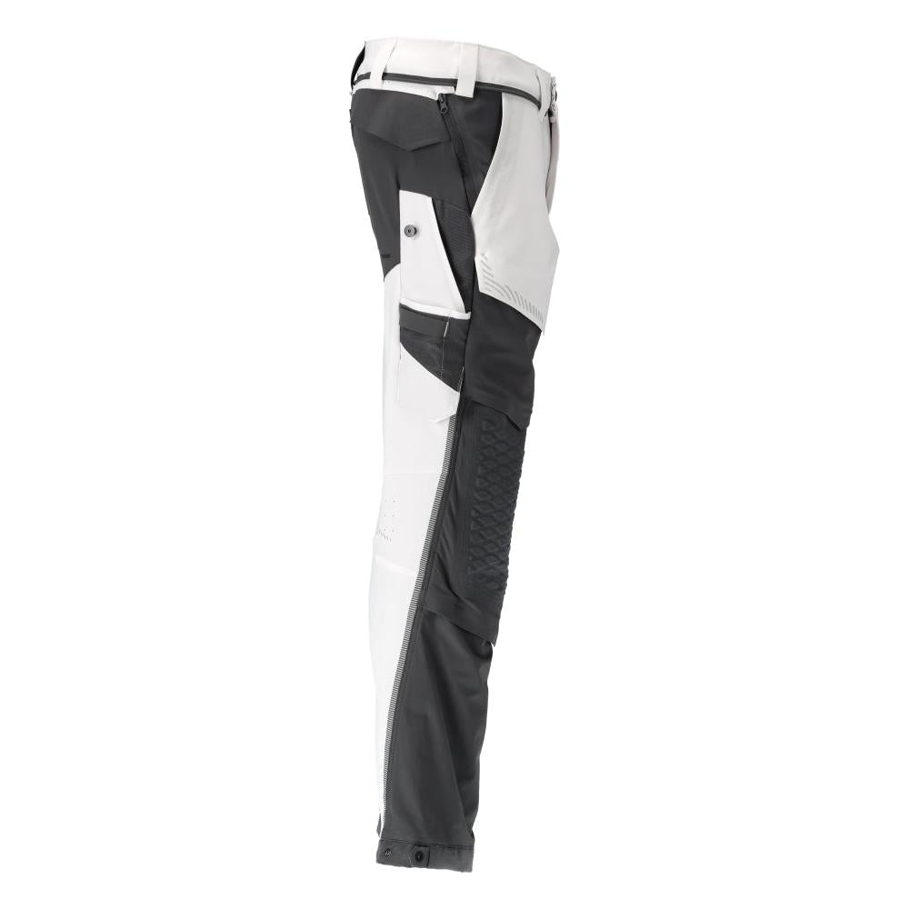 Pantaloni, buzunare pentru genunchi, stretch, pantaloni lejeri, alb/gri antracit