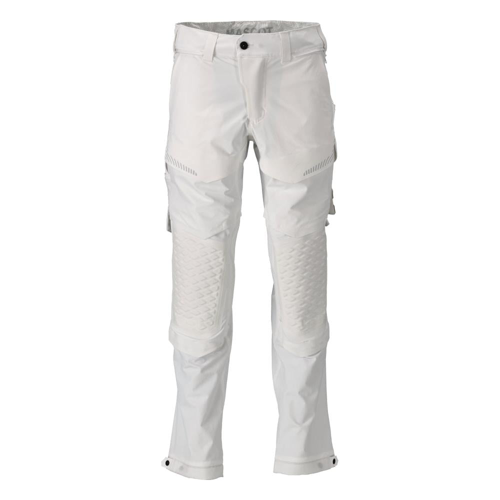 Pantaloni, buzunare pentru genunchi, stretch, pantaloni lejeri, alb