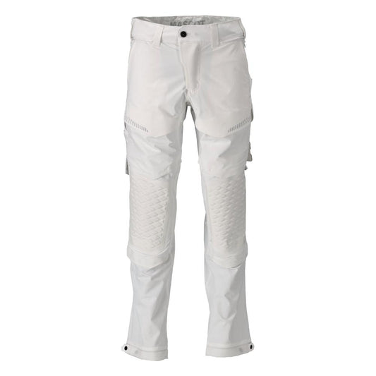 Pantaloni, buzunare pentru genunchi, stretch, pantaloni lejeri, alb