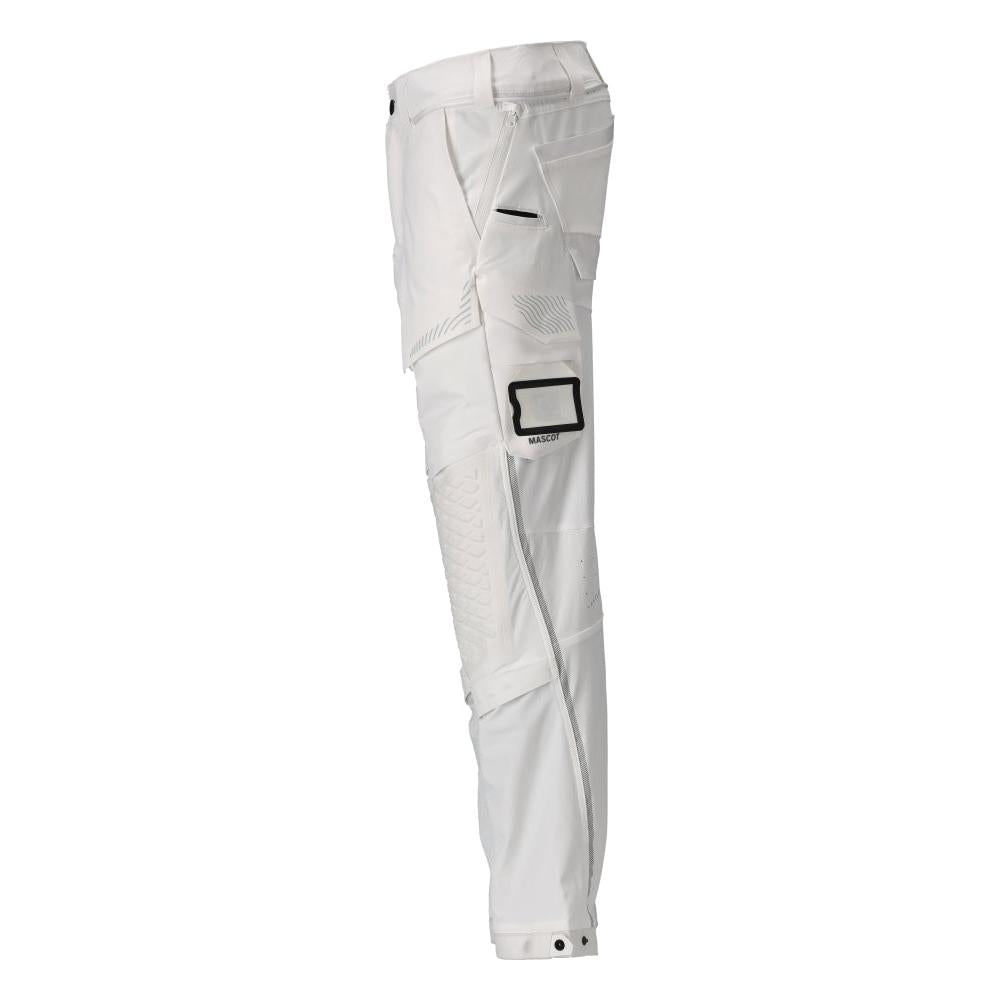 Pantaloni, buzunare pentru genunchi, stretch, pantaloni lejeri, alb