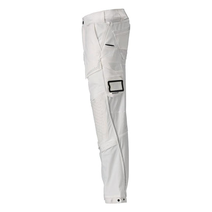 Pantaloni, buzunare pentru genunchi, stretch, pantaloni lejeri, alb