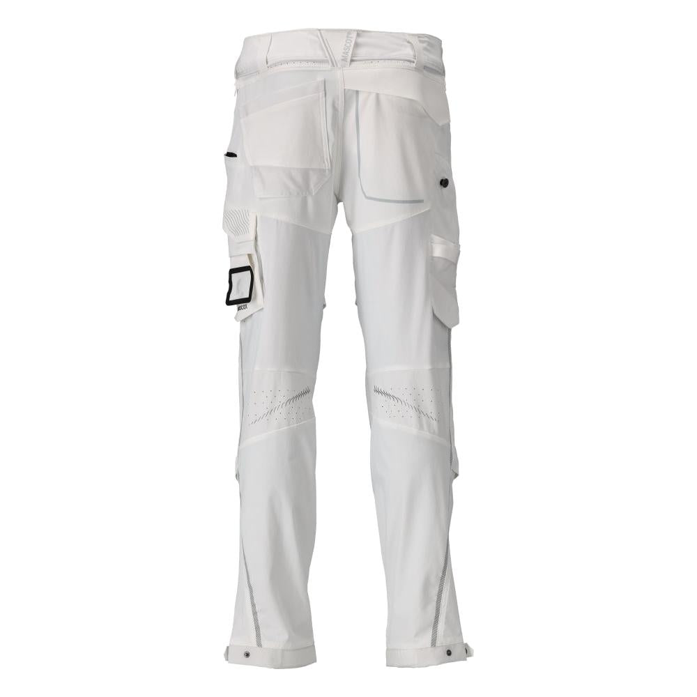 Pantaloni, buzunare pentru genunchi, stretch, pantaloni lejeri, alb