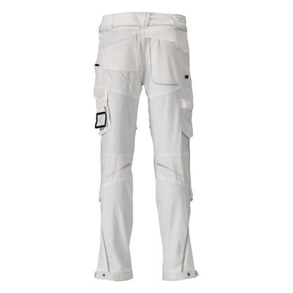 Pantaloni, buzunare pentru genunchi, stretch, pantaloni lejeri, alb