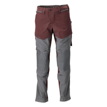 Pantaloni, buzunare pentru genunchi, stretch, pantaloni lejeri, burgundy/gri antracit