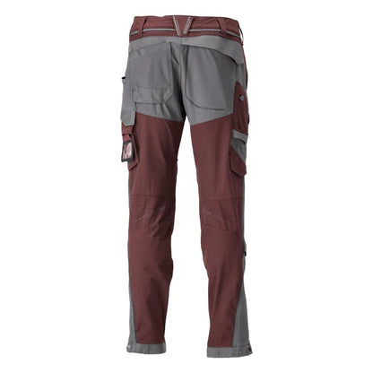 Pantaloni, buzunare pentru genunchi, stretch, pantaloni lejeri, burgundy/gri antracit