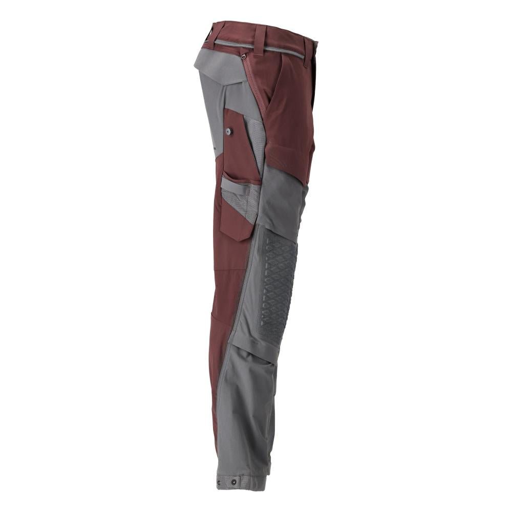 Pantaloni, buzunare pentru genunchi, stretch, pantaloni lejeri, burgundy/gri antracit