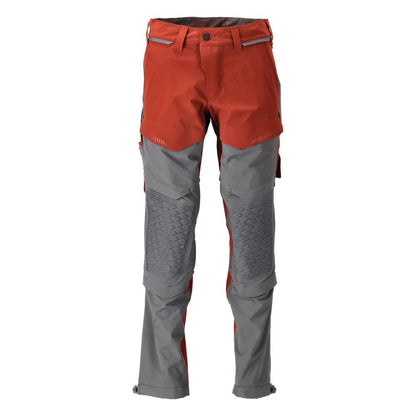 Pantaloni, buzunare pentru genunchi, stretch, pantaloni lejeri, rosu toamna/gri antracit