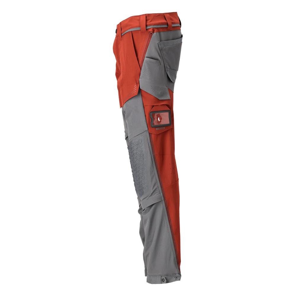 Pantaloni, buzunare pentru genunchi, stretch, pantaloni lejeri, rosu toamna/gri antracit