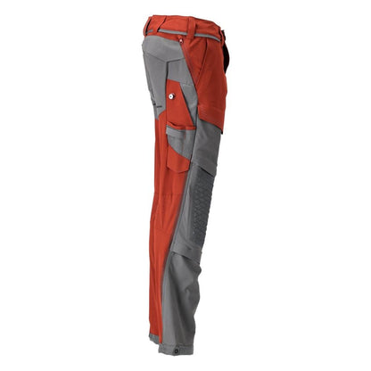 Pantaloni, buzunare pentru genunchi, stretch, pantaloni lejeri, rosu toamna/gri antracit