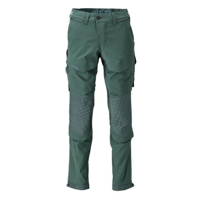 Pantaloni, buzunare pentru genunchi, stretch, pantaloni lejeri, verde pădure