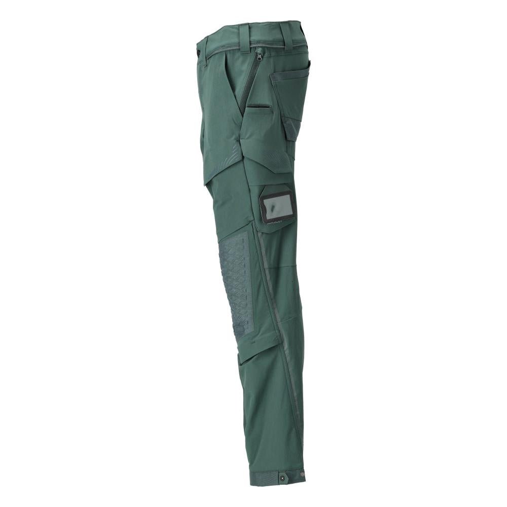 Pantaloni, buzunare pentru genunchi, stretch, pantaloni lejeri, verde pădure