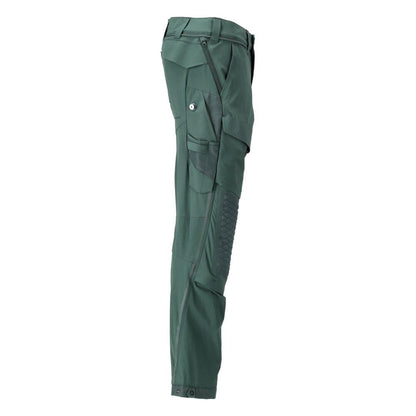 Pantaloni, buzunare pentru genunchi, stretch, pantaloni lejeri, verde pădure