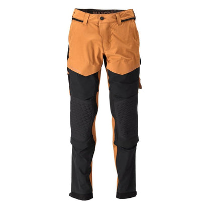 Pantaloni, buzunare pentru genunchi, stretch, pantaloni deschisi, maro nuci/negru