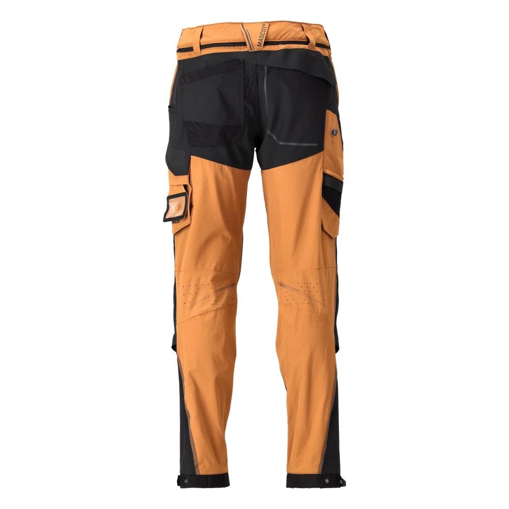 Pantaloni, buzunare pentru genunchi, stretch, pantaloni deschisi, maro nuci/negru