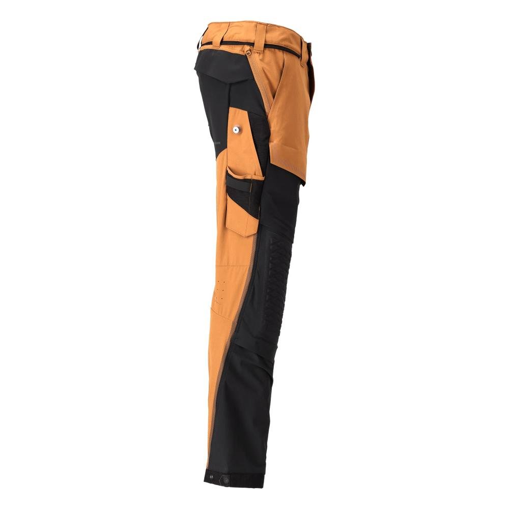 Pantaloni, buzunare pentru genunchi, stretch, pantaloni deschisi, maro nuci/negru