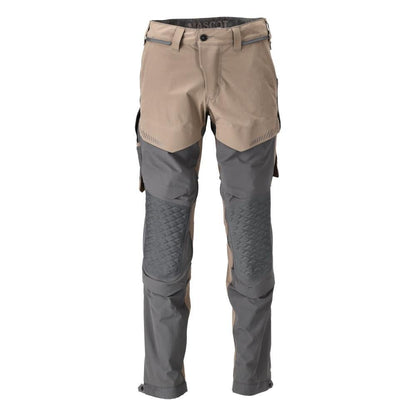 Pantaloni, buzunare pentru genunchi, pantaloni stretch, deschisi la culoare, bej nisip închis/gri antracit