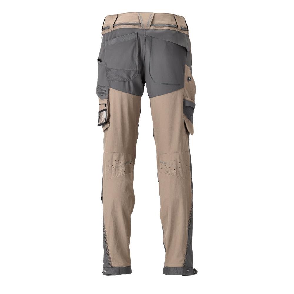 Pantaloni, buzunare pentru genunchi, pantaloni stretch, deschisi la culoare, bej nisip închis/gri antracit
