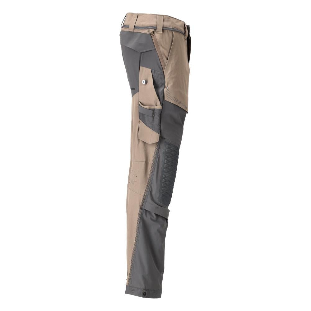 Pantaloni, buzunare pentru genunchi, pantaloni stretch, deschisi la culoare, bej nisip închis/gri antracit