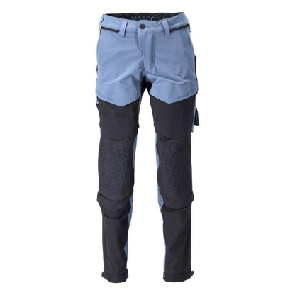 Pantaloni, buzunare pentru genunchi, stretch, pantaloni lejeri, albastru piatra/albastru negru