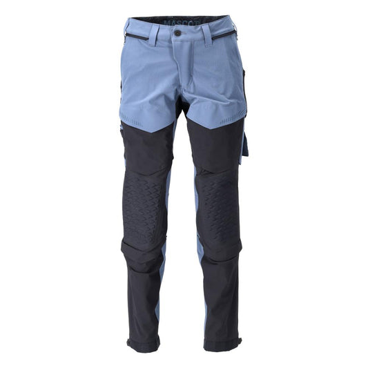 Pantaloni, buzunare pentru genunchi, stretch, pantaloni lejeri, albastru piatra/albastru negru