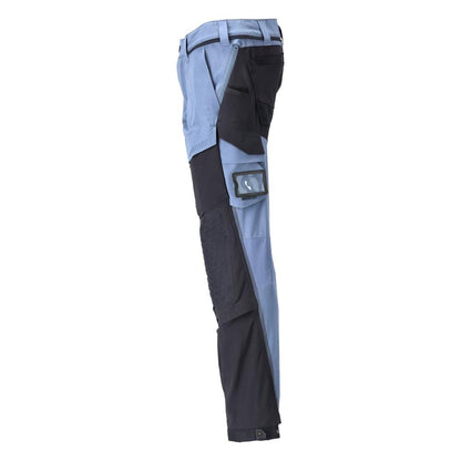 Pantaloni, buzunare pentru genunchi, stretch, pantaloni lejeri, albastru piatra/albastru negru