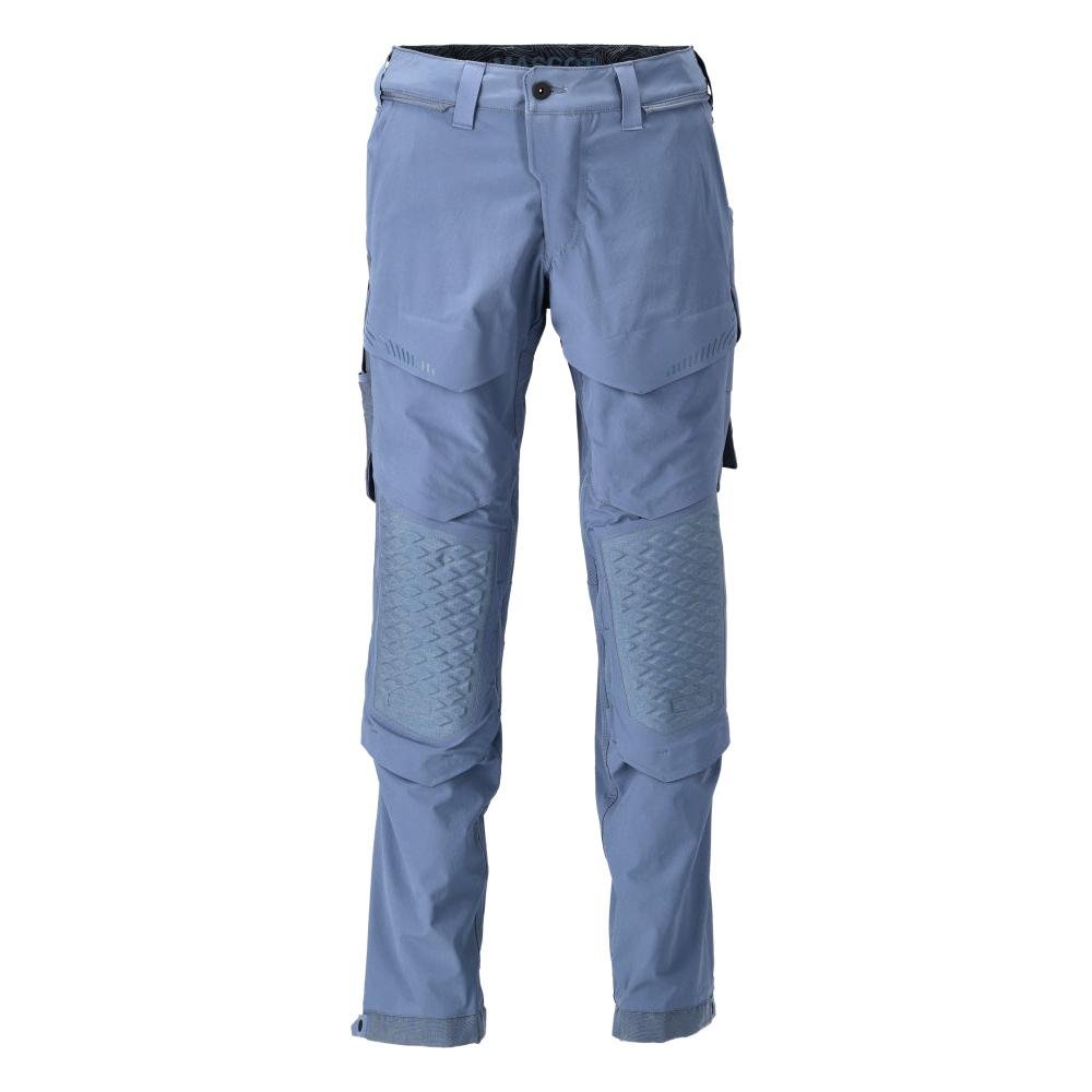 Pantaloni, buzunare pentru genunchi, stretch, pantaloni lejeri, albastru piatra