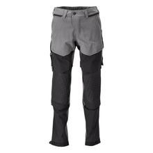 Pantaloni, buzunare pentru genunchi, stretch, pantaloni lejeri, gri antracit/negru