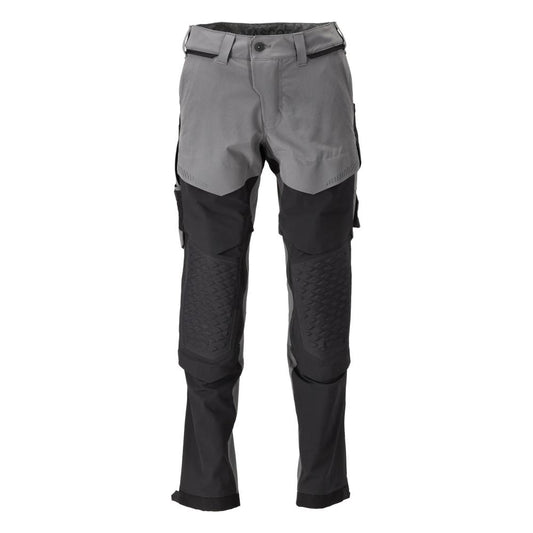 Pantaloni, buzunare pentru genunchi, stretch, pantaloni lejeri, gri antracit/negru