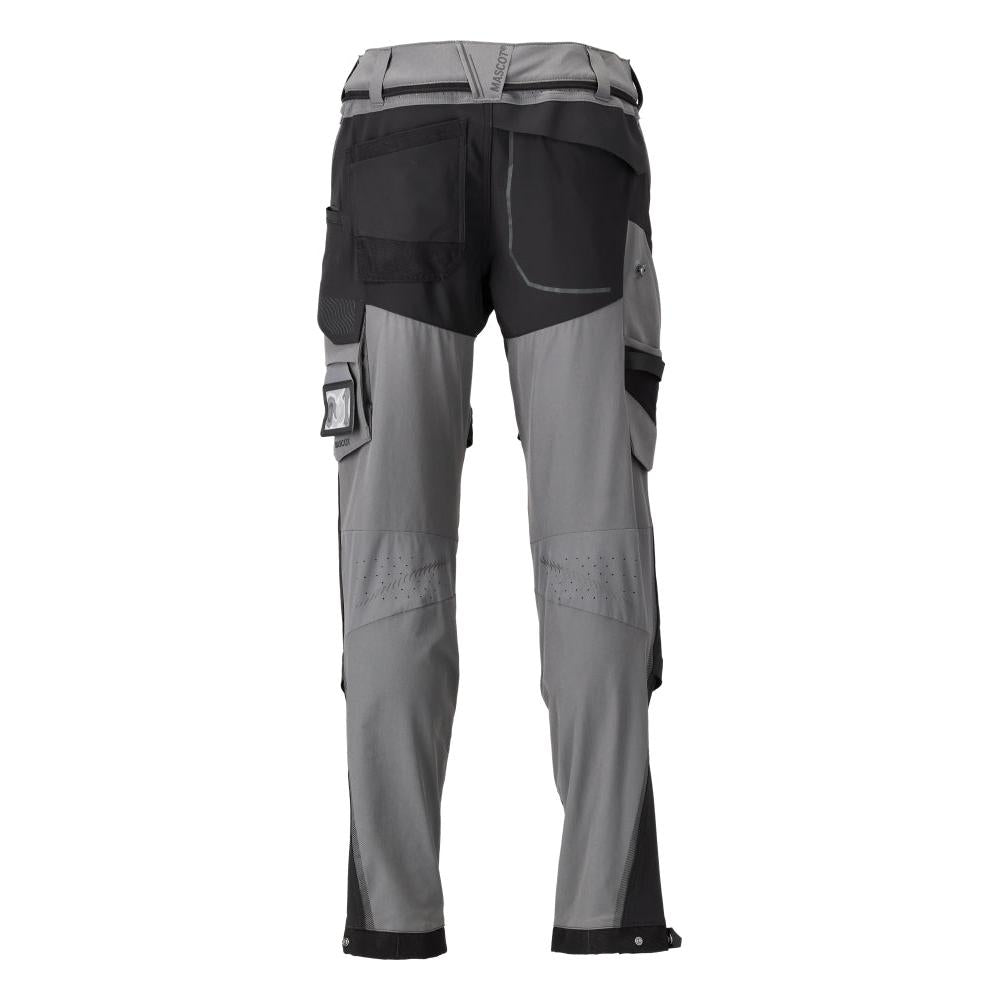 Pantaloni, buzunare pentru genunchi, stretch, pantaloni lejeri, gri antracit/negru