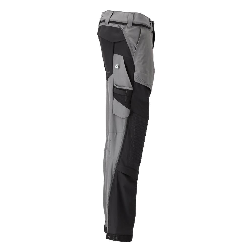 Pantaloni, buzunare pentru genunchi, stretch, pantaloni lejeri, gri antracit/negru
