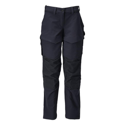 Pantaloni cu buzunare la genunchi, pantaloni dama, negru-albastru