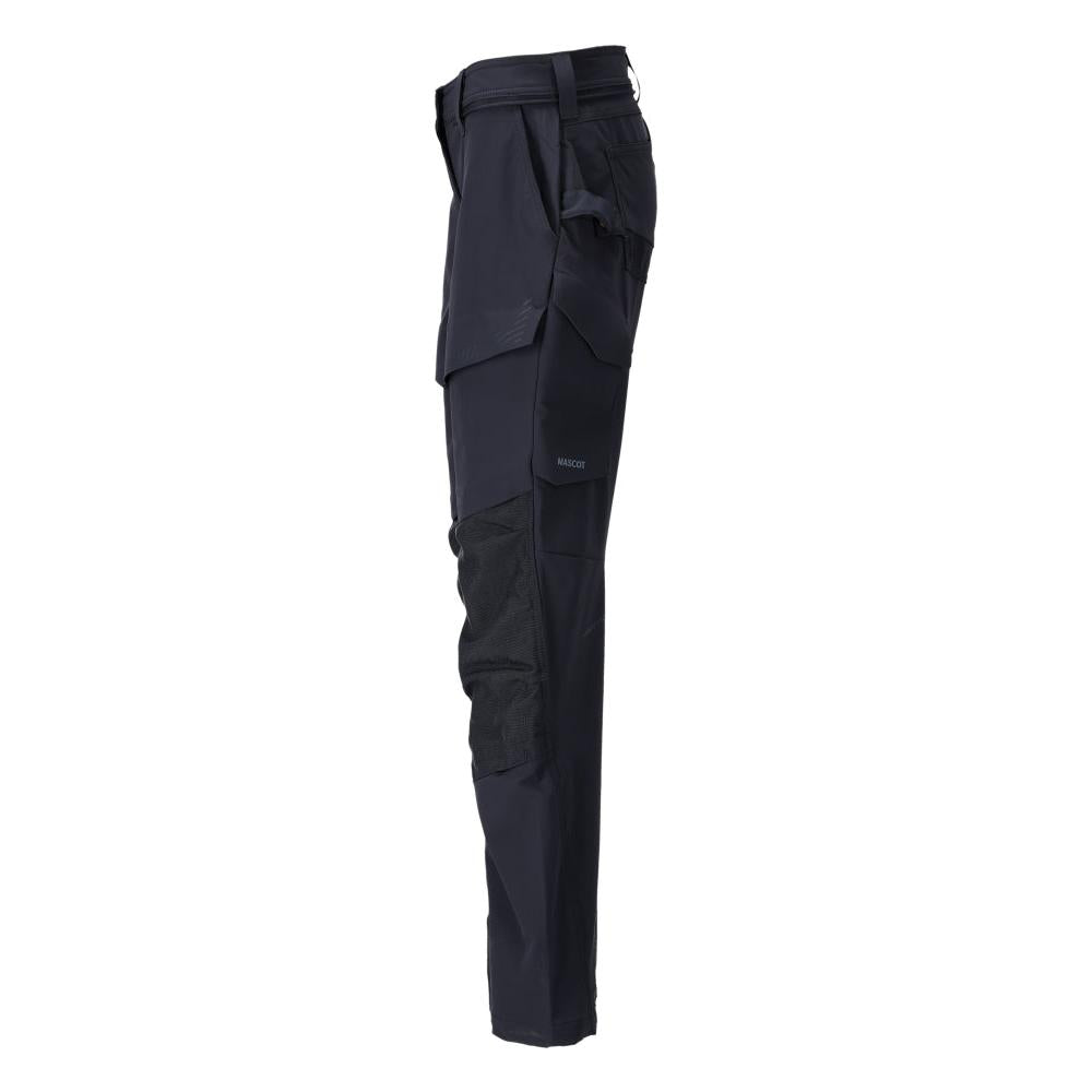 Pantaloni cu buzunare la genunchi, pantaloni dama, negru-albastru