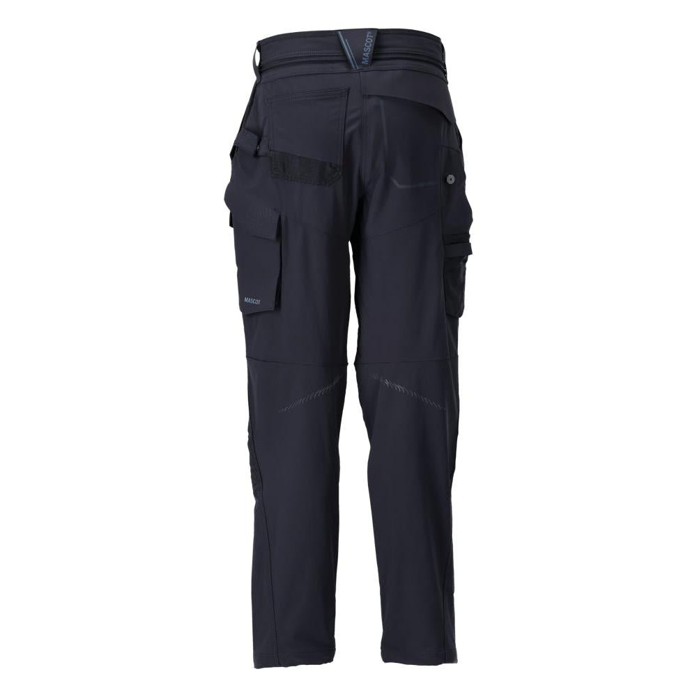 Pantaloni cu buzunare la genunchi, pantaloni dama, negru-albastru